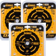 DeWalt DT10624QZ Cordless Extreme Framing Circular Saw Blade 165x20x24 Tooth - Triple Pack