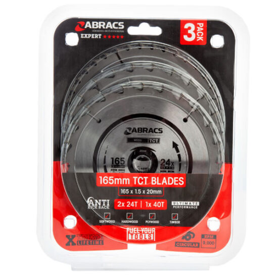 Abracs TCT Circular Saw Blade Triple Pack 165 x 20mm x 24 & 40T - Image 2