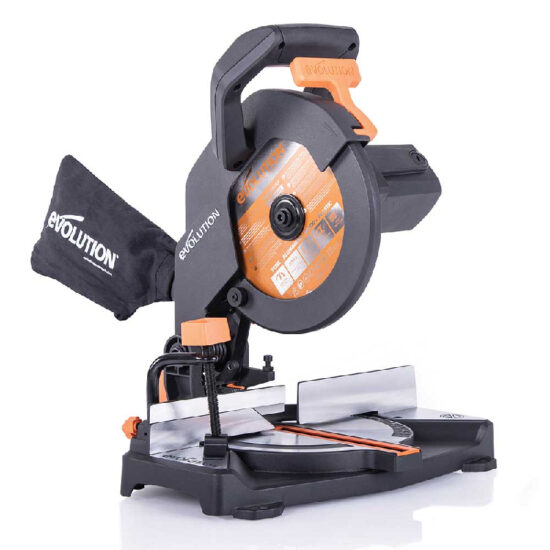Evolution R210CMS+ 210mm 1200w Compound Mitre Saw With TCT Multi-Material Cutting Blade, 240v