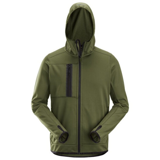 Snickers Workwear 8058 Khaki Green 3100 AllroundWork, Full Zip Fleece Hoodie