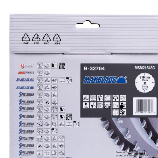 Makita B-32764, (B-08969) Circular Saw Blade, Makblade, TCT, 216x30mm, 48T - Image 3