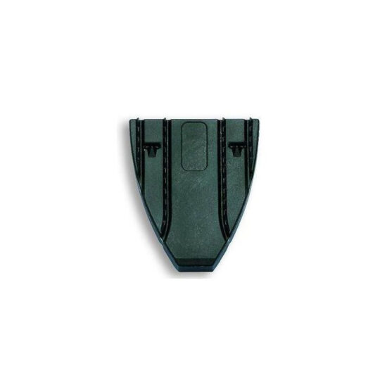 The Lamello 145028 E20-H Self Clamping Element, 1200 pieces, is a black triangular plastic clip featuring a central rectangular section and ridged edges, shown against a plain white background.