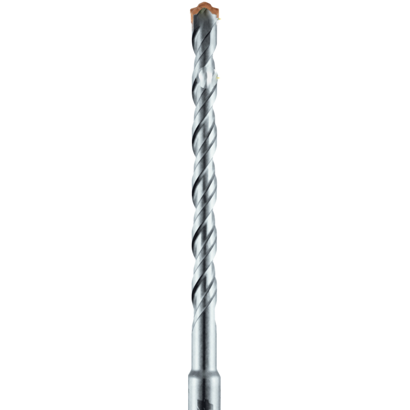 A close-up view of a metal drill bit with spiral flutes and a pointed tip, shown vertically against a white background.