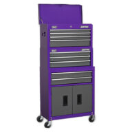 Sealey AP2200BBCPSTACK Topchest, Mid-Box Tool Chest & Rollcab 9 Drawer Stack - Purple