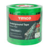 A green roll of TIMCO Underground Tape for Sewer Pipe (365m x 150mm) with printed instructions—ideal for tough jobs when paired with TimCo 432000 500ml Extra Heavy Duty Hand Cleaner.