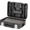 The DeWalt DEW170706 TSTAK™ IV Toolbox (Shallow Drawer) is a black hard plastic case with a handle, metal clasps, and foam padding—perfect for organizing tools and small items with its open interior and protective lining.