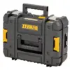 The DeWalt DEW170706 TSTAK™ IV Toolbox (Shallow Drawer) features a black and yellow design, sturdy handle, and secure latches—ideal for storing and carrying your tools.
