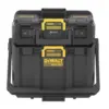 The DeWalt DEW170706 TSTAK™ IV Toolbox (Shallow Drawer) features a sturdy handle, dual compartments, secure latches, and a shallow drawer—ideal for heavy-duty tool storage and organization.