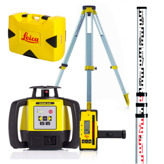 Leica 6011153KIT Rugby 640 Li-Ion & RE120 Rechargeable Kit Including Tripod & Staff