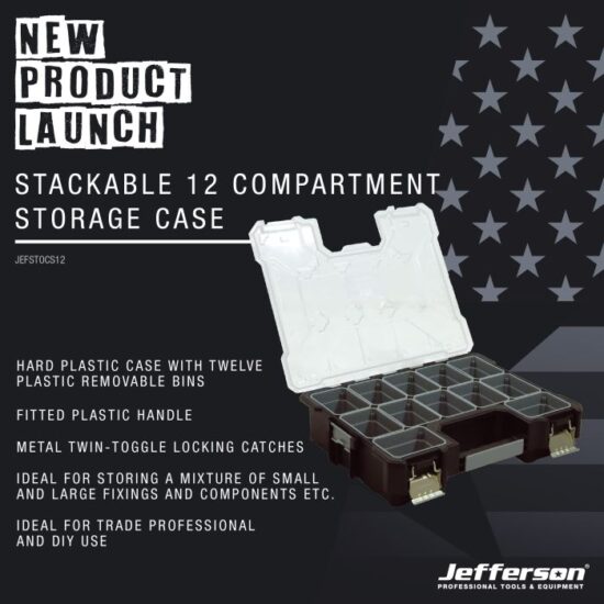 Jefferson JEFSTOCS12 Stackable 12 Compartment Storage Case - Image 2