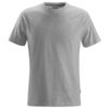 A plain light gray short-sleeved crew neck t-shirt is displayed against a white background. The shirt has a simple, classic design with no visible patterns or logos on the front.