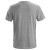 The image shows the back view of a plain, short-sleeved, light gray t-shirt. The shirt has a simple design with no visible patterns, logos, or graphics.