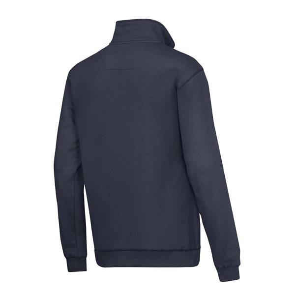 The Snickers 2818 ½ Zipped Sweatshirt in black is shown from the back, featuring long sleeves, ribbed cuffs and hem, and a stand-up collar. The design is plain with no visible patterns, logos, or designs.