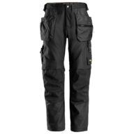 Snickers 6224 AllroundWork, Canvas+ Stretch Work Trousers+ Holster Pockets, Black