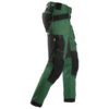 Snickers 6241 AllroundWork Stretch Trousers Holster Pockets in forest green and black, featuring multiple holster pockets plus reinforced knee and thigh areas, displayed side view on a white background.