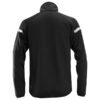 The Snickers 8004 AllroundWork, 37.5® Fleece Jacket in black features a fitted design, reflective strips on both upper sleeves, a high collar, and no visible logos or patterns apart from the reflective elements.