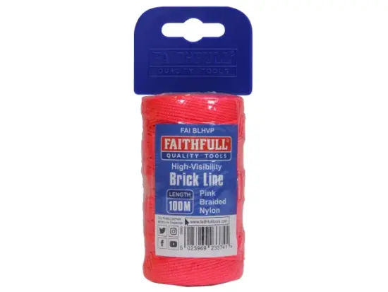 Faithfull FAIBLHVP Hi-Vis Nylon Brick Line 100m (330ft) Pink