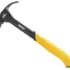 The DeWalt DHT051009 Curve Claw Smooth Face Hammer 567g (20oz) features a black head, yellow handle with ergonomic grip, and a smooth face for clean striking.