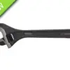 A black adjustable wrench on a white background.