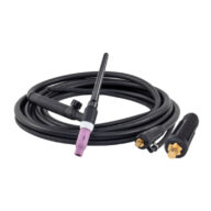 The SIP 05733 WELDMATE® 160A MIG/ARC/TIG Welder torch features a coiled black cable, pink ceramic nozzle, and two different end connectors, all displayed on a white background.