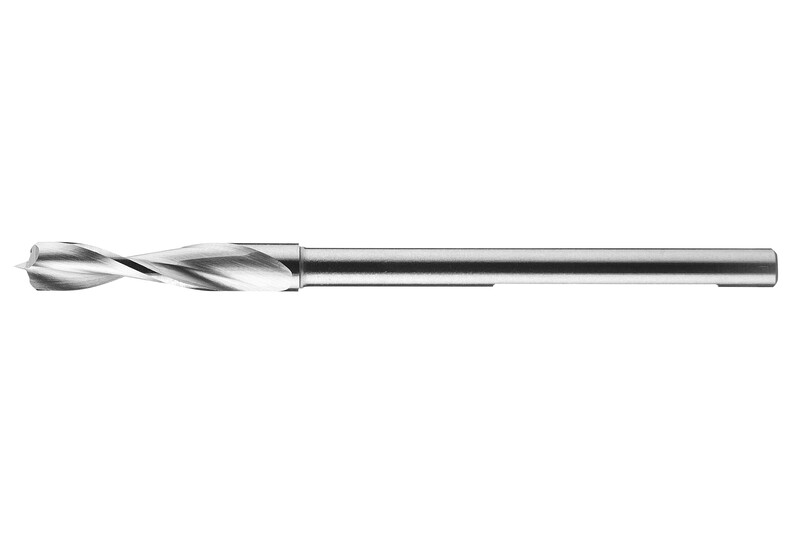 A silver-colored twist drill bit with a cylindrical shank and spiral flutes, designed for drilling holes in various materials. The bit is positioned horizontally on a white background.