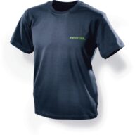 A plain black T-shirt with short sleeves featuring the word FESTOOL in small green letters on the left chest area, displayed on a white background.