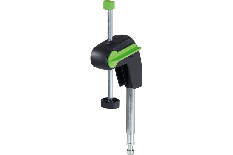 The Festool Terminal KL-KS, designed to suit KS 120 EB, is a black and green bench clamp with a metal screw mechanism, green handle and pad, ideal for securing materials to a work surface.