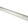 A Festool guide rail with a silver body, green stripe, and black rubber strips, designed for use with circular saws to make straight, precise cuts in wood or other materials.