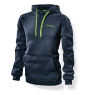 A dark blue hooded sweatshirt with green drawstrings and a small green FESTOOL logo on the left chest, shown against a white background.