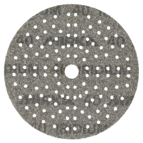 A Mirka Iridium Ø 150 mm Grip sanding disc, P120 grit, 121 holes, for tool attachment; packaged in a box of 100.