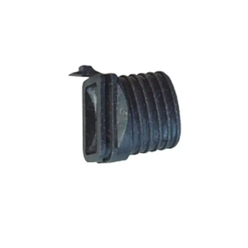 The Lamello 145246 Clamex S-20 black ribbed end caps for metal tubing or furniture legs, on white, in packs of 1000 pairs.