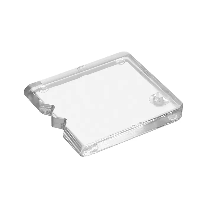 A clear, rectangular plastic cover with raised edges and a notched corner, meant to protect small devices like the SPLINTER GUARD.