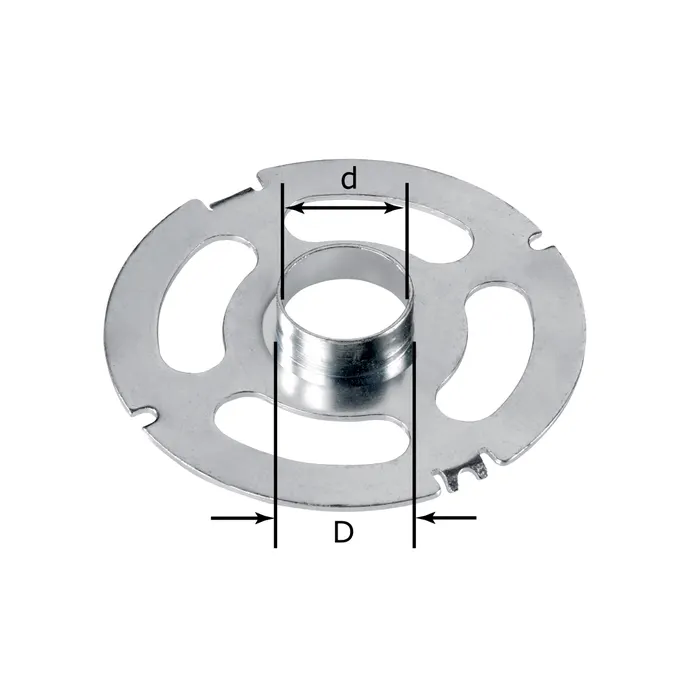 The Perforated top MFT/3-LP is a circular metal plate with three oval cutouts and a raised central cylinder.