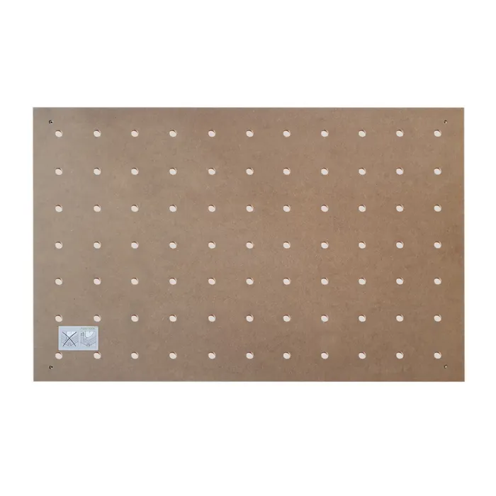 The Perforated top MFT/3-LP is a rectangular brown pegboard with evenly spaced round holes in a grid pattern.