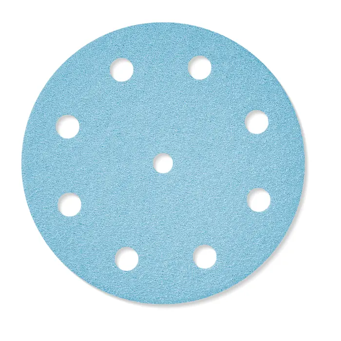 The GRANAT D125 - P400 GR/50 is a blue, round sandpaper disc with holes, P400 grit, and a 125mm diameter.