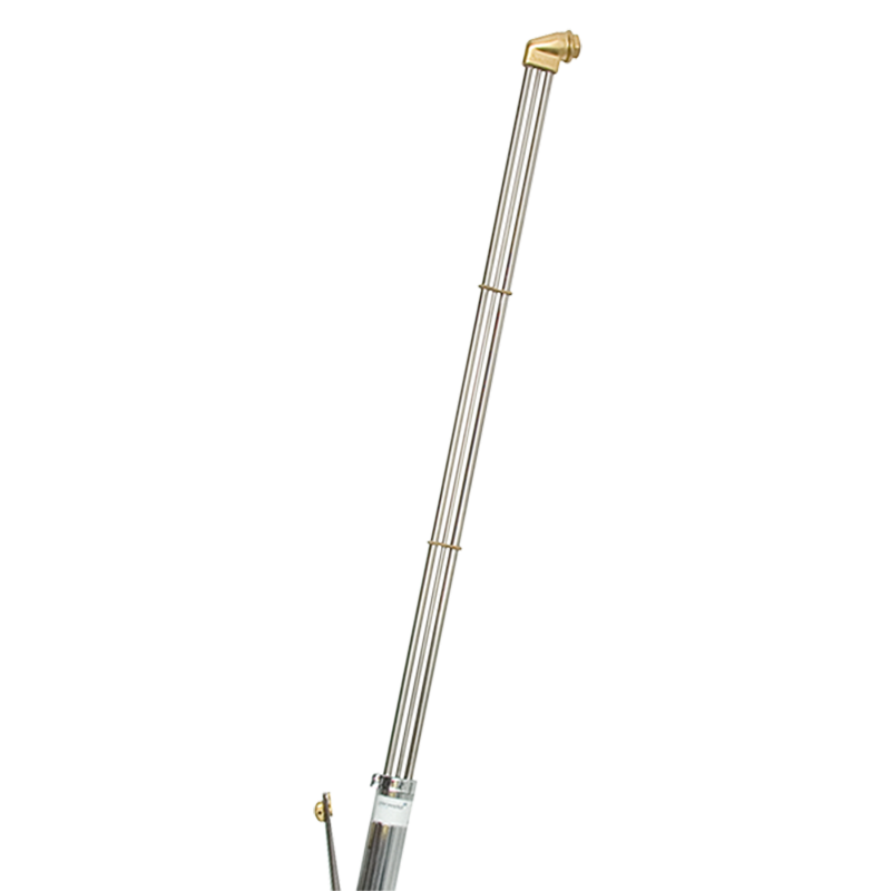 A close-up of a metal telescopic antenna with a gold-colored angled tip, resembling the 708144 Parweld Cutting Torch, on white.