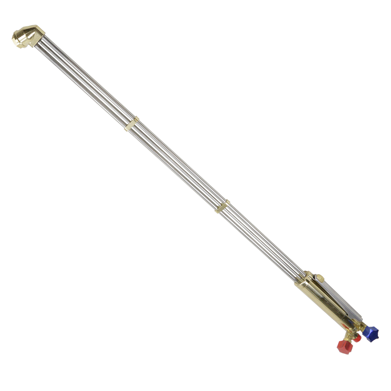 The 708144 Parweld Cutting Torch 36" 36/105, brass and steel, with red and blue gas knobs on a white background.