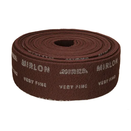 A roll of maroon abrasive sanding pad with the abrasive surface visible on the outside.