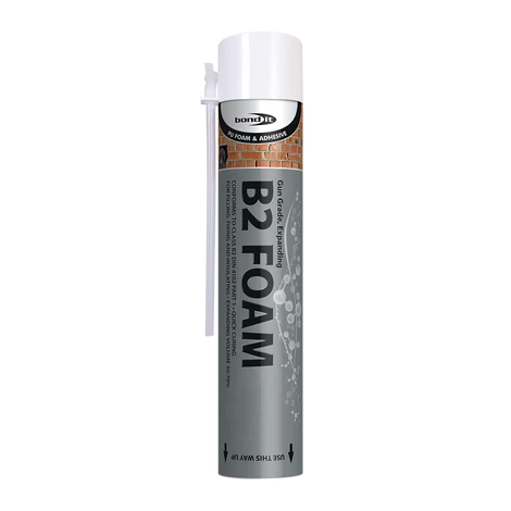 A hand held silver canister of Bondit Professional Expanding Foam HAND HELD with a black and orange label. The upright can features a top nozzle for easy application.