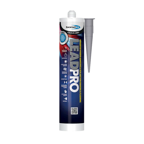 A grey Tube Lead Sealant (25) C3 size from the CONTRACTORSBox 25 range, with nozzle, blue packaging, product info, and icons.
