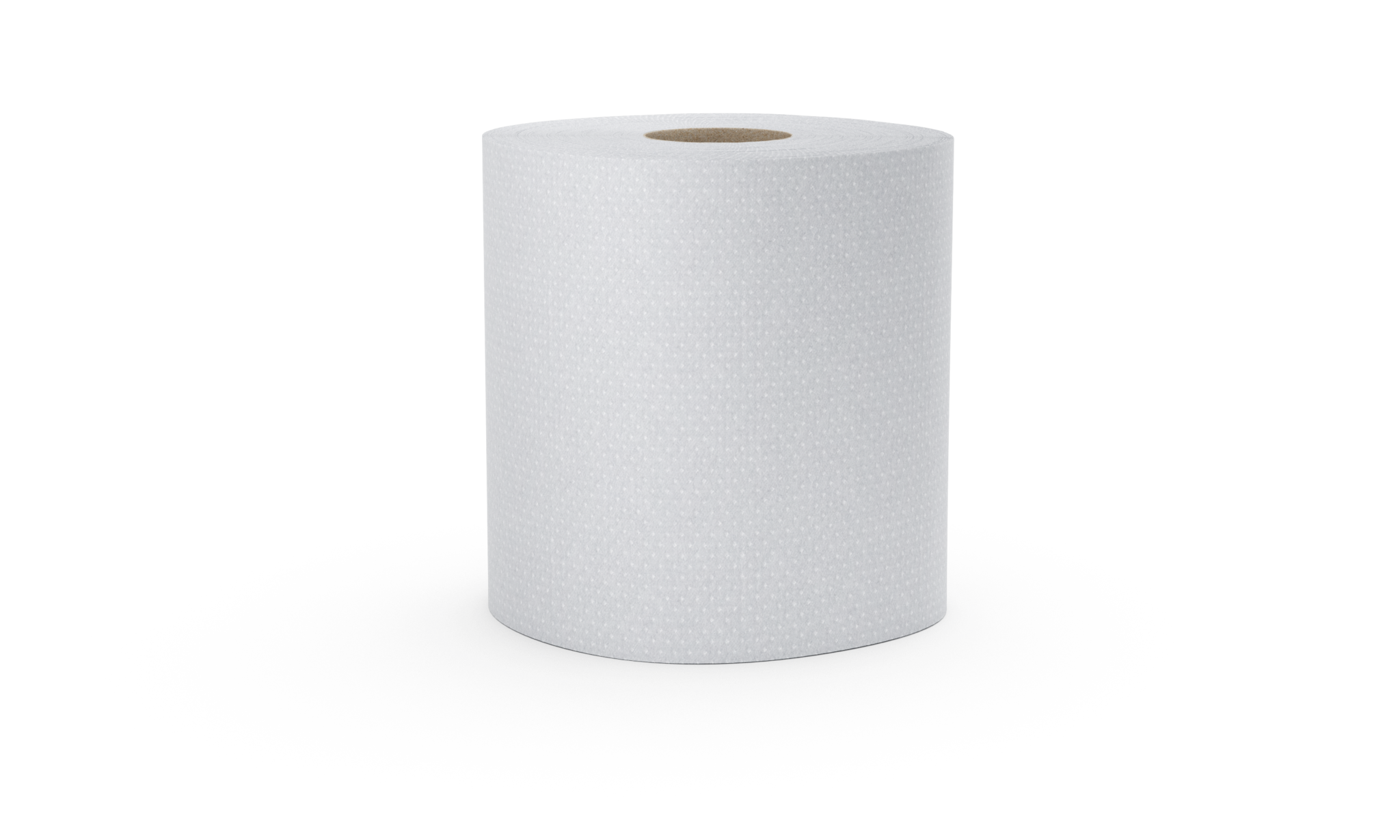 A single white 2 ply paper roll with a visible brown core stands upright on a plain white background. Pack: 84, pallet: 504 rolls.