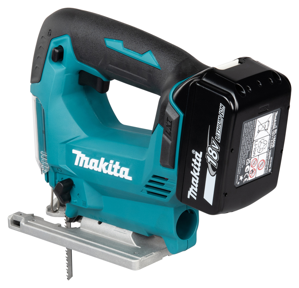 A blue and black Makita DHP487SF 18V combi drill with a 3Ah battery and charger, showing its ergonomic handle.