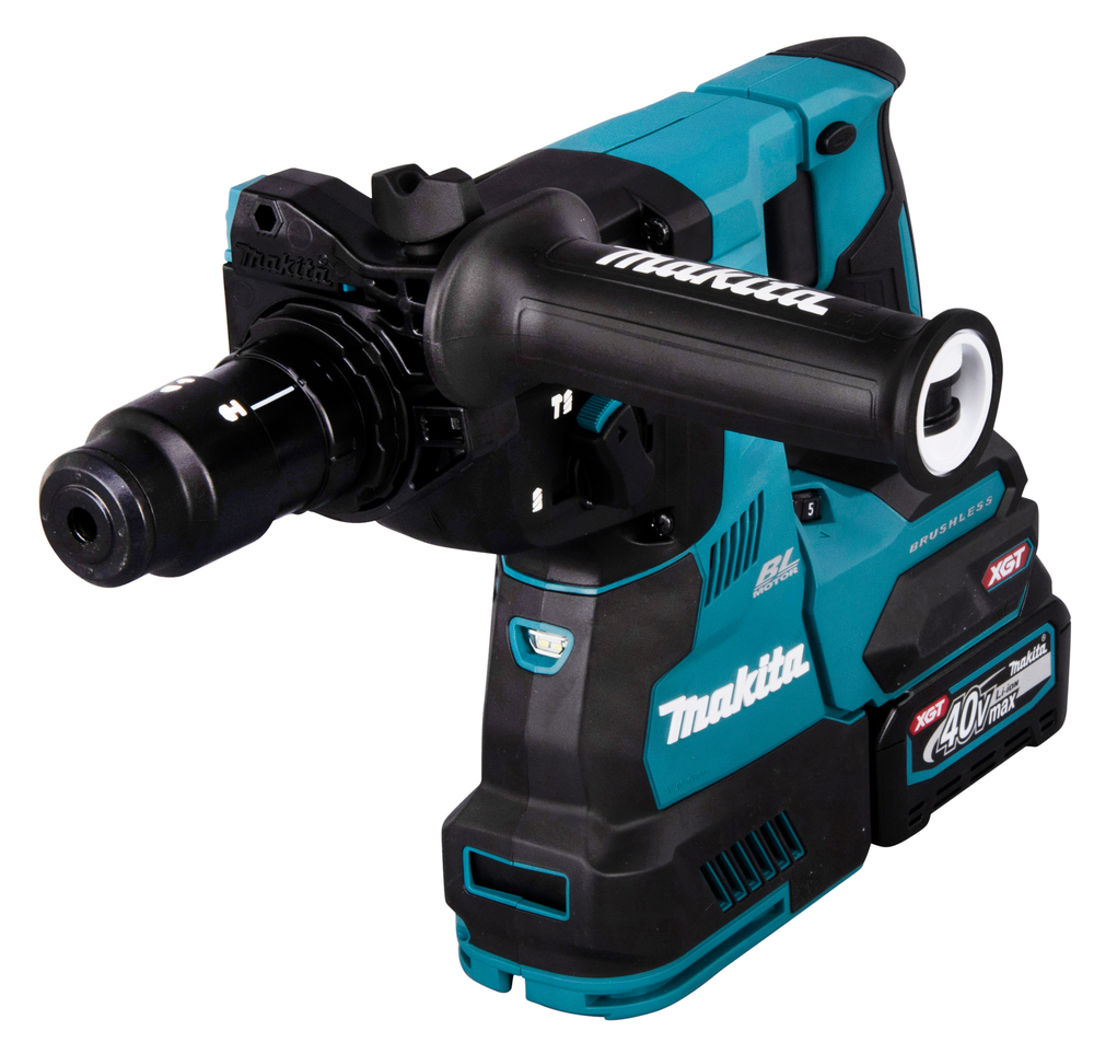 The Makita DHP487SF 18V Combi Drill in teal and black comes with a 3Ah battery, charger, and side handle for heavy-duty tasks.