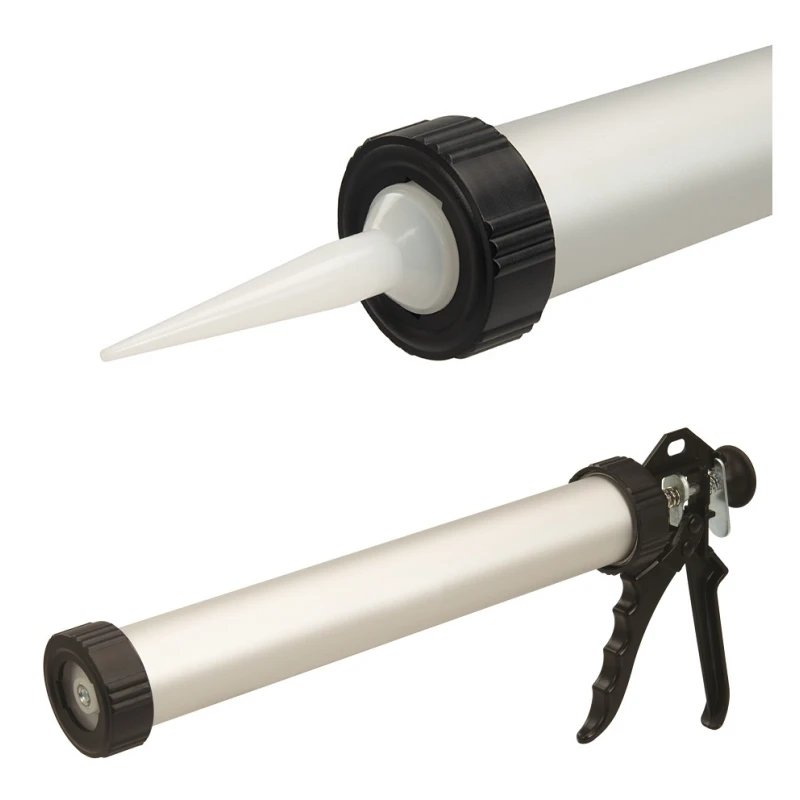 A 600ml Sausage Combi Silicone GunBond It with a tube inserted, showing a close-up of the nozzle and the full gun’s body and trigger.