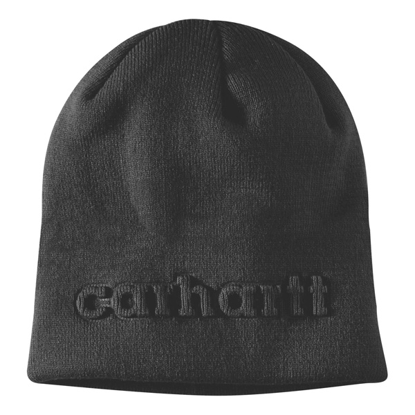 The Carhartt N04OS M Knit Beanie OS is a classic black beanie with an embroidered logo on the front. One size fits most.