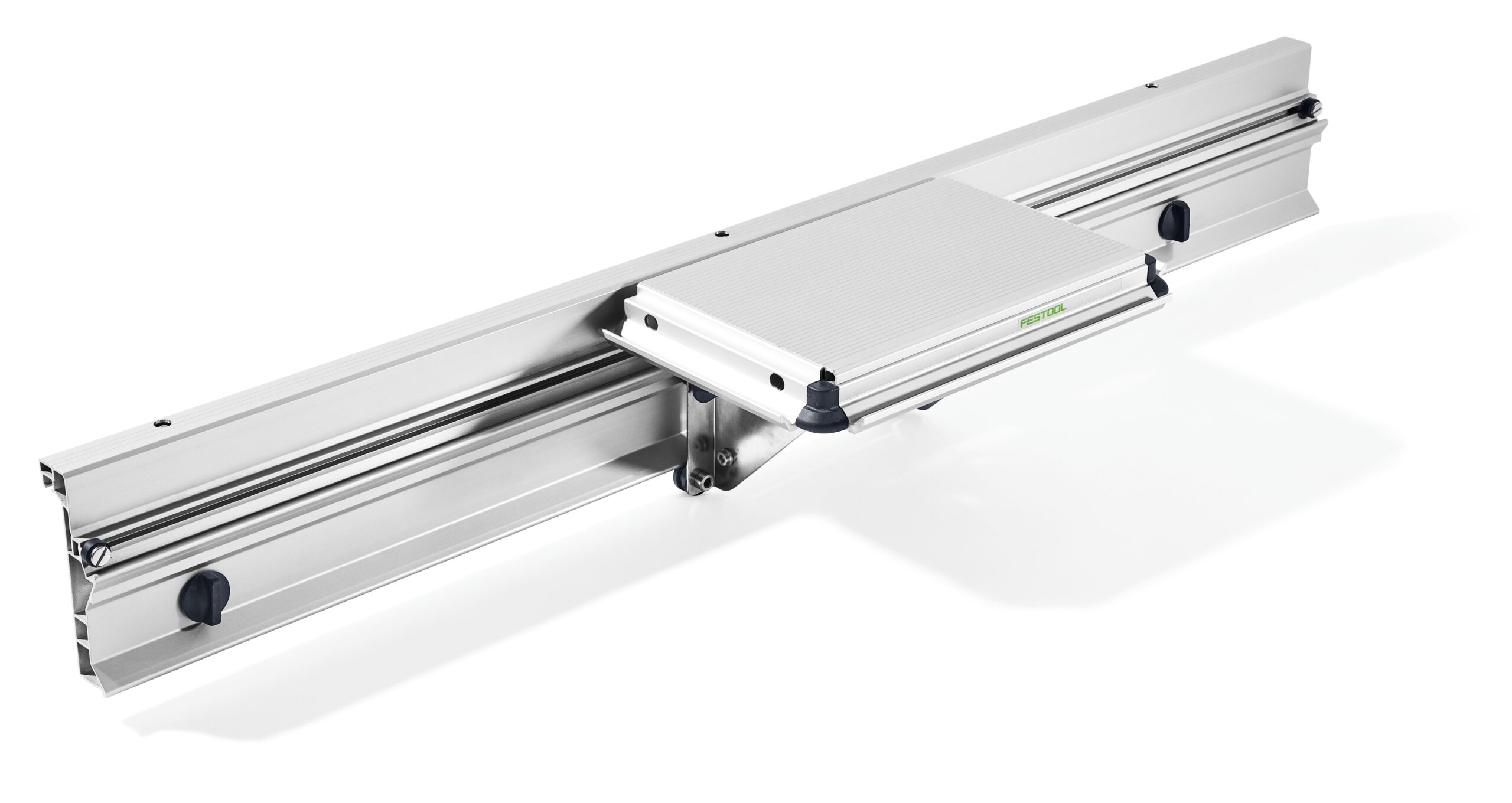 A metal sliding fence with measuring guide and adjustable stopper for precise cuts on the Festool 575827 Sliding table ST TKS 80.