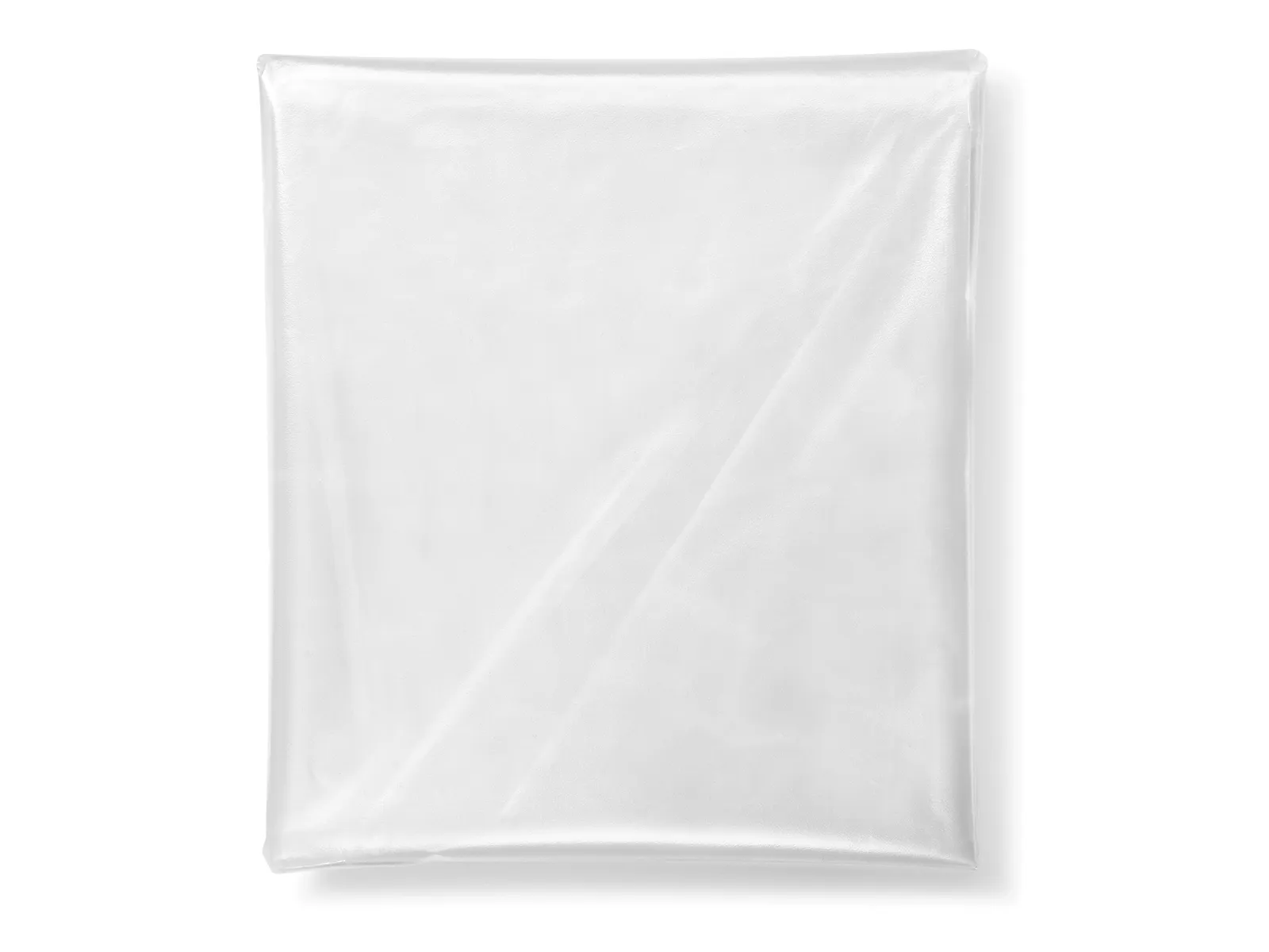 A Festool 204296 Waste bag ENS-VA-20/10, square and clear, is empty and sealed on a white background with minor creases.