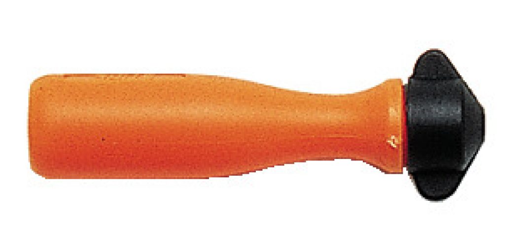 The Stihl 4.0mm to 5.5mm file holder is an orange tool with a black cap, used for chainsaw files or as a hand guard.