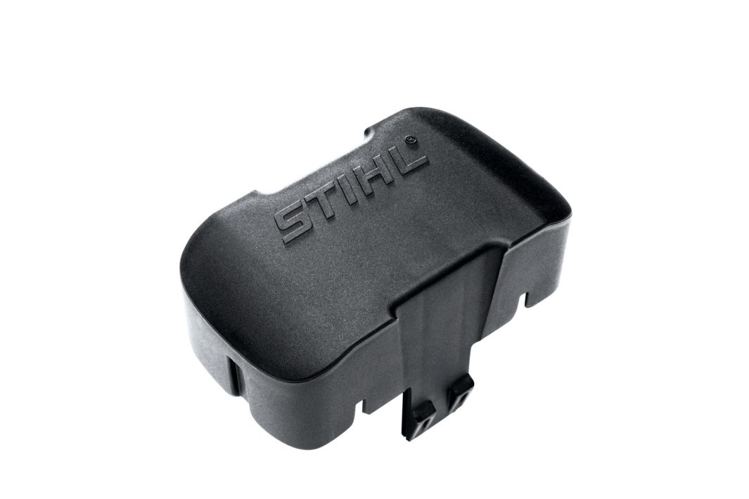 A black plastic protective battery cover, designed for use with STIHL power tool batteries.