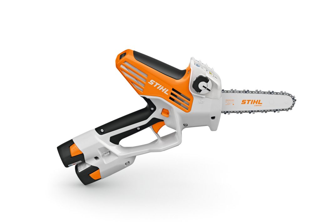 The Stihl GTA 40 (AS) Pruner is a compact, handheld tool with an ergonomic handle and small pruning blade on a white background.